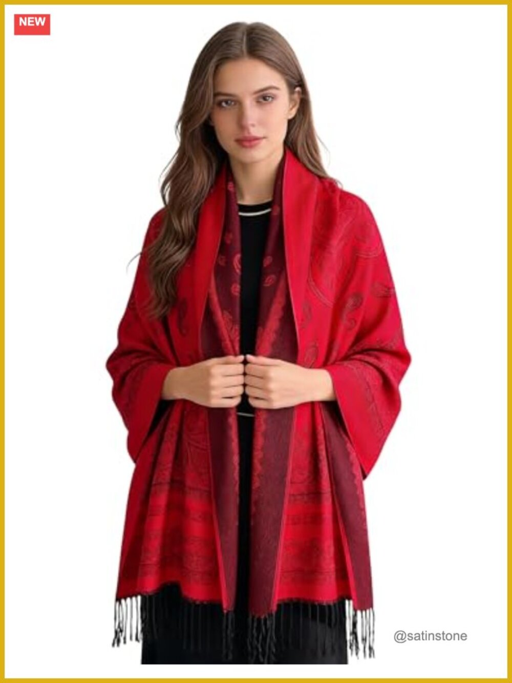 Oversized Paisley Pashmina Scarf Cashmere Feel Shawl Wrap Tassel